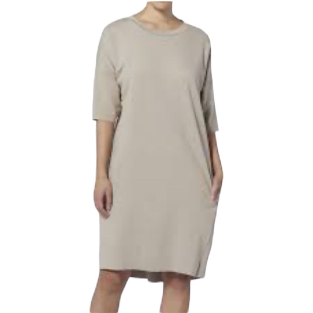 Coco + Carmen Tan Caily Short Sleeve Shift Dress With Pockets Size XL
